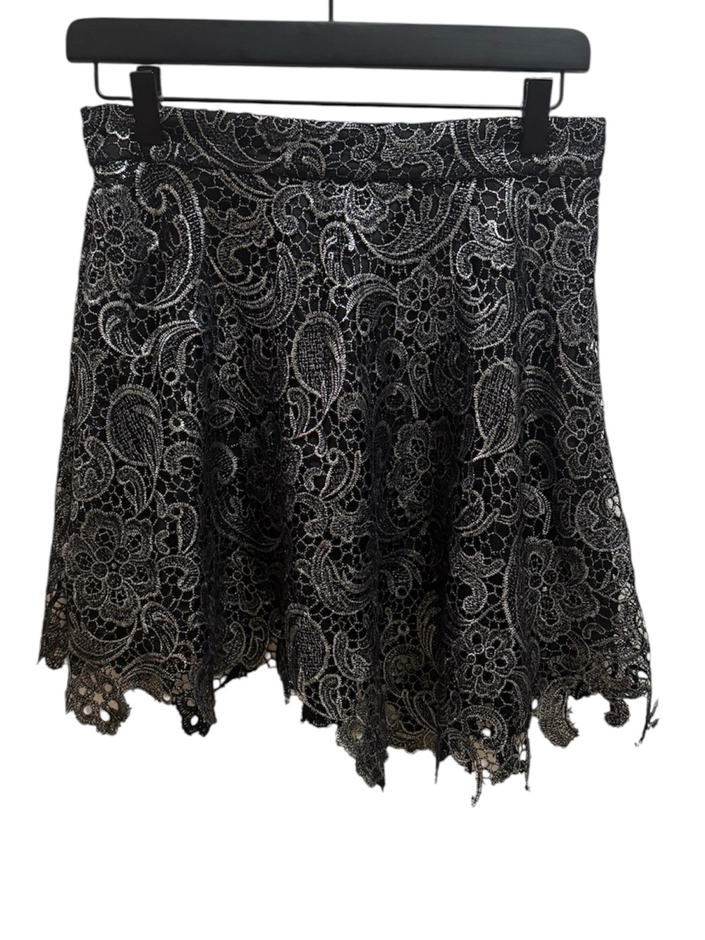 Black Lace Floral A-Line Skirt